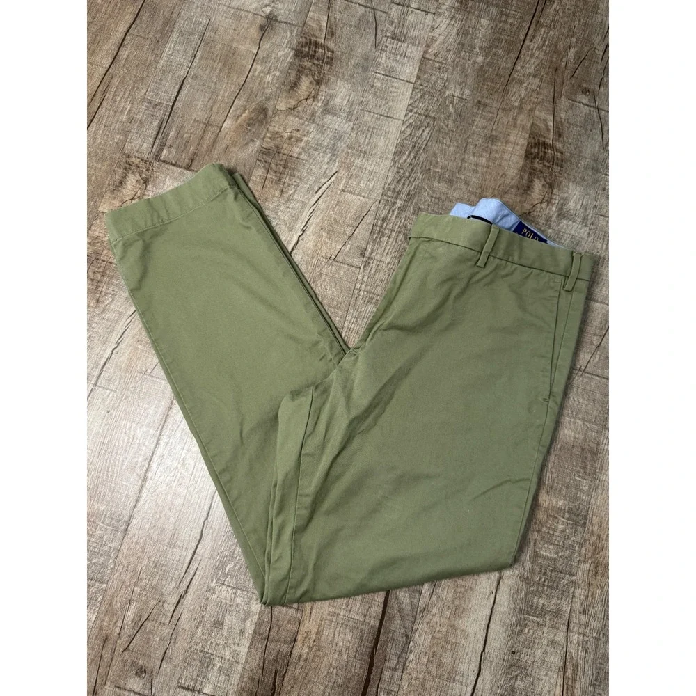 Polo Ralph Lauren Mens Stretch Slim Fit Chino Pants Olive Green 38/32 Trousers